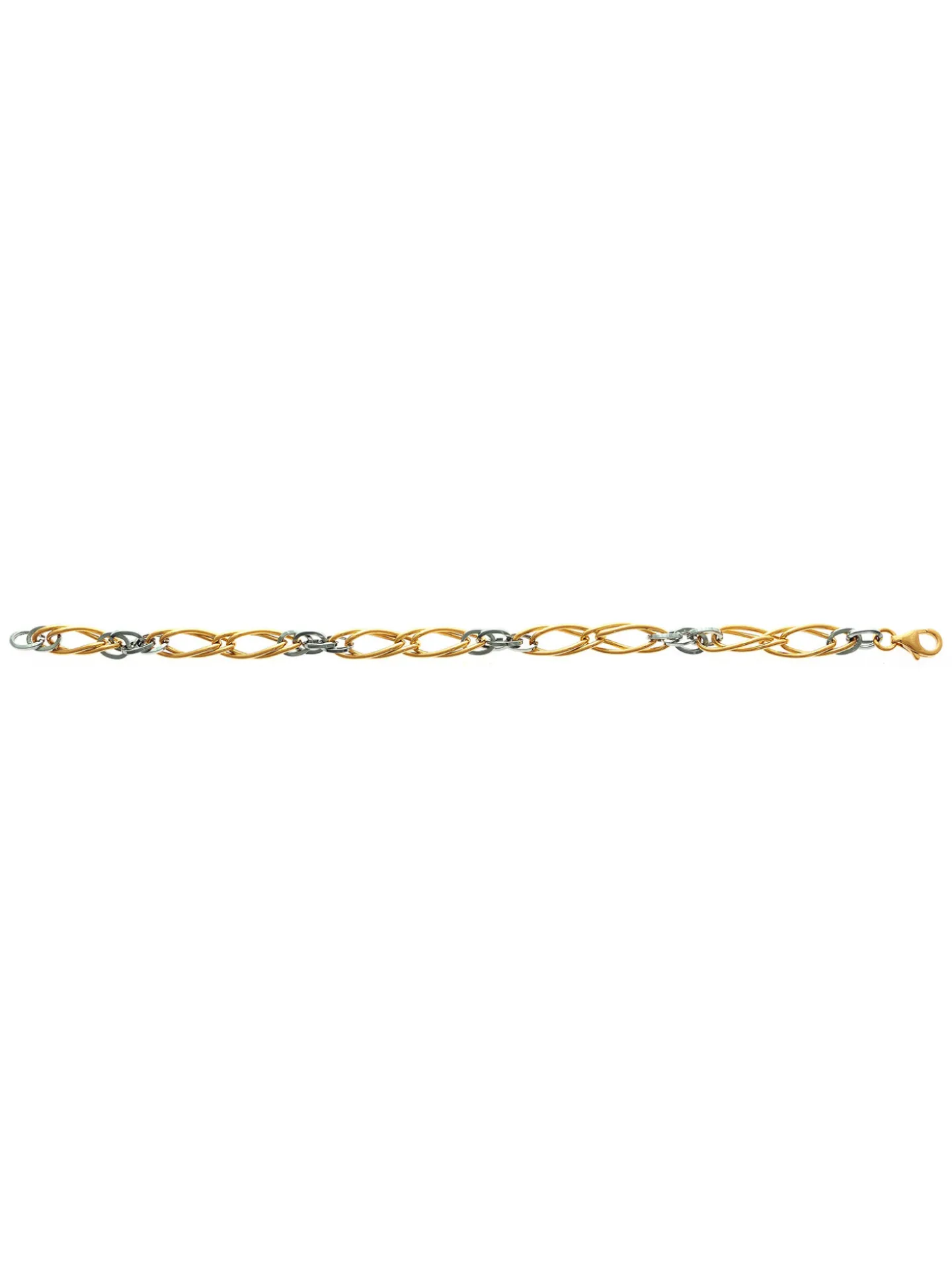 Bracelet or bicolore mailles ovales alternées