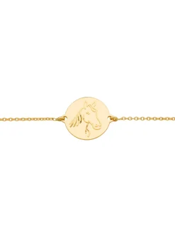 Bracelet or jaune médaille tête de cheval