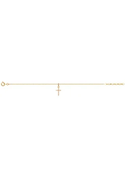 Bracelet plaqué or pampille croix oxydes