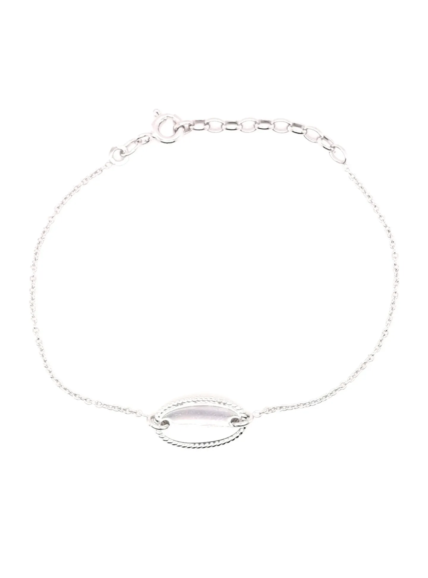 Bracelet Saunier identité argent plaque ovale