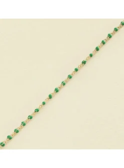 Bracelet souple Agatha Smarty doré perles émail vert