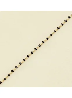 Bracelet souple Agatha Smarty doré perles émail noir