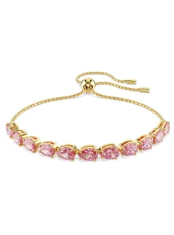 Bracelet Swarovski Matrix doré taille poire rose