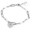 Bracelet Zag acier blanc pampille coeur_x005f_x000D_sertis zirconium