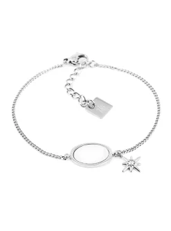 Bracelet Zag acier blanc pastille nacre_x005f_x000D_étoile oxyde de zirconium
