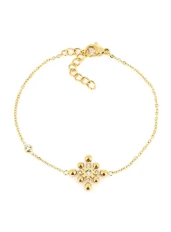 Bracelet Zag Bijoux acier doré motif empierré