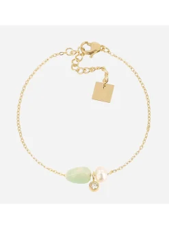 Bracelet Zag Bijoux acier doré perle et amazonite