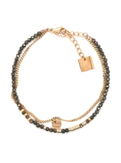 Bracelet Zag Bijoux acier doré pyrite