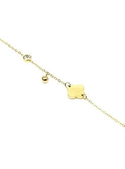 Bracelet Zag Bijoux acier doré trèfle oxyde