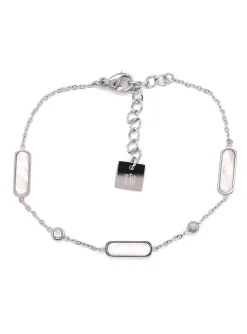 Bracelet Zag Bijoux acier argenté trois ovales nacre