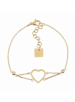 Bracelet Zag Bijoux acier doré coeur oxydes