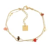 Bracelet Zag Bijoux acier doré pierres rouges