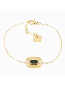Bracelet Zag Bijoux acier doré onyx noir