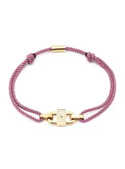 Bracelet Zag Bijoux Adriette cordon rose_x005f_x000D_médaillon serti d'oxyde de zirconium