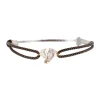 Bracelet Zag Bijoux Alcmène acier doré cordon noir_x005f_x000D_gouttes zirconium