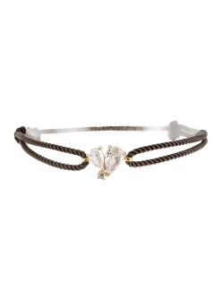 Bracelet Zag Bijoux Alcmène acier doré cordon noir_x005f_x000D_gouttes zirconium