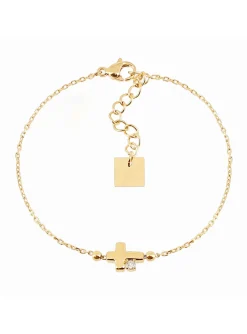 Bracelet Zag Bijoux Asmar acier doré croix