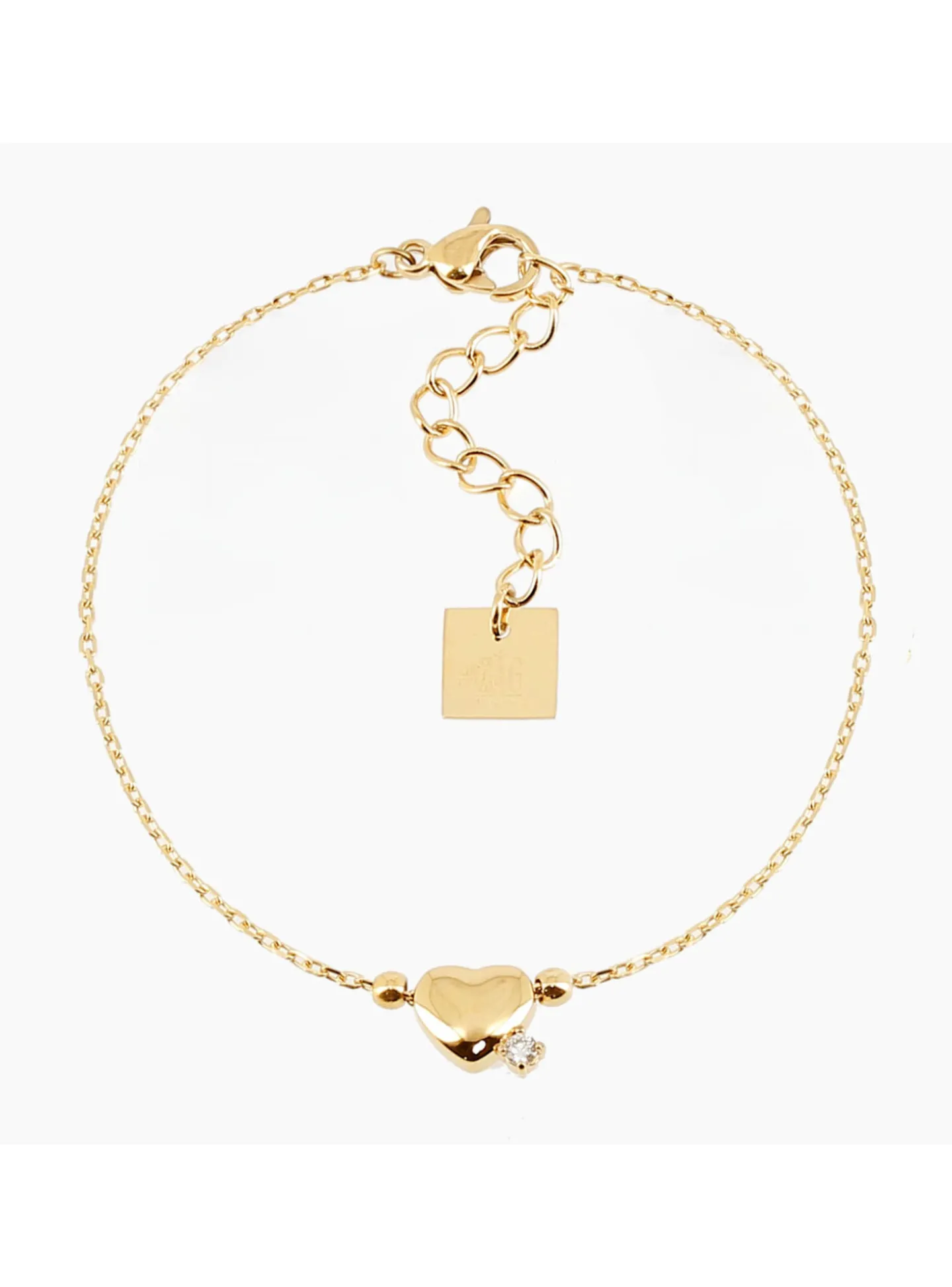 Bracelet Zag Bijoux Azur acier doré coeur oxyde