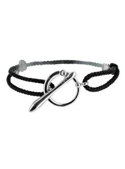 Bracelet Zag Bijoux Belmonte noir et acier ajustable
