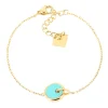 Bracelet Zag Bijoux cercles entrelacés acier doré_x005f_x000D_résine turquoise