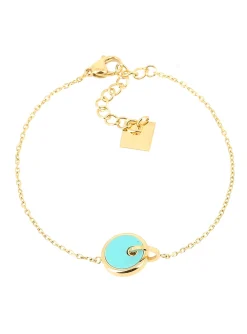 Bracelet Zag Bijoux cercles entrelacés acier doré_x005f_x000D_résine turquoise