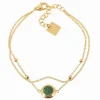 Bracelet Zag Bijoux double rang acier doré malachite