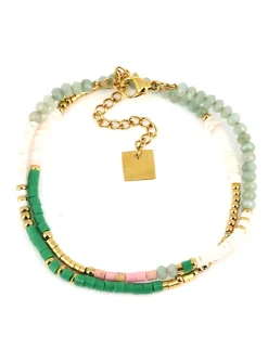 Bracelet Zag Bijoux double rang vert