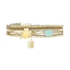 Bracelet Zag Bijoux Faune acier doré et amazonite_x005f_x000D_réglable