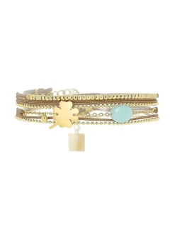 Bracelet Zag Bijoux Faune acier doré et amazonite_x005f_x000D_réglable