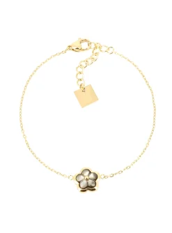 Bracelet Zag Bijoux Fleur acier doré nacre grise