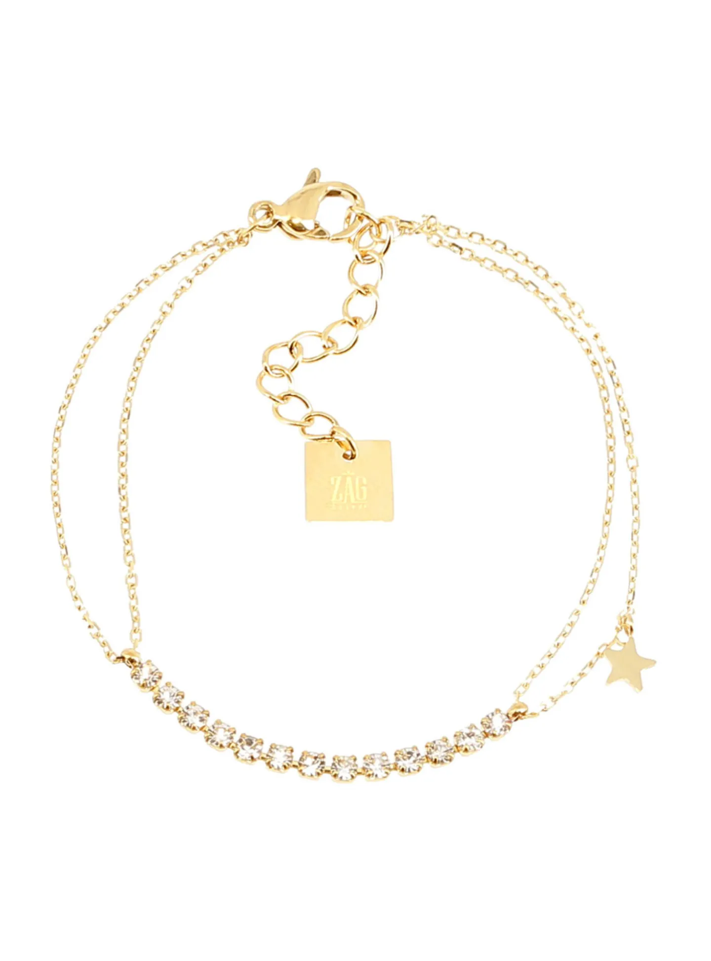 Bracelet Zag Bijoux Giju acier doré oxydes blancs