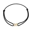 Bracelet Zag Bijoux Heracles acier doré cordon noir_x005f_x000D_papillon zirconium