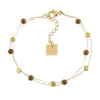 Bracelet Zag Bijoux Hinaku acier doré_x005f_x000D_perles marron/vert