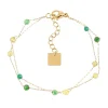 Bracelet Zag Bijoux Hinaku acier doré pierres vertes