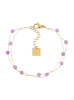 Bracelet Zag Bijoux Hinaku acier doré améthyste