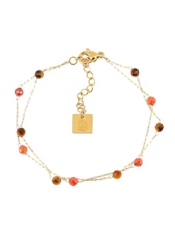 Bracelet Zag Bijoux Hinaku acier doré oeil de tigre_x005f_x000D_zirconium