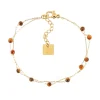 Bracelet Zag Bijoux Hinaku acier doré oeil de tigre