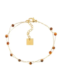 Bracelet Zag Bijoux Hinaku acier doré oeil de tigre