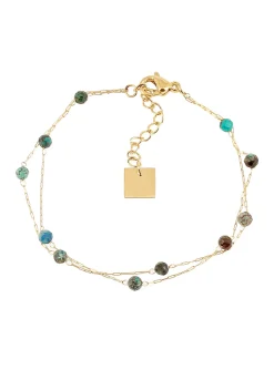 Bracelet Zag Bijoux Hinaku acier doré tuquoise