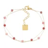 Bracelet Zag Bijoux Hinaku acier doré grenat/jaspe