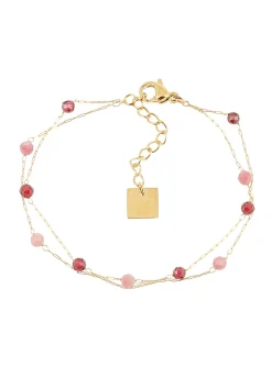 Bracelet Zag Bijoux Hinaku acier doré grenat/jaspe