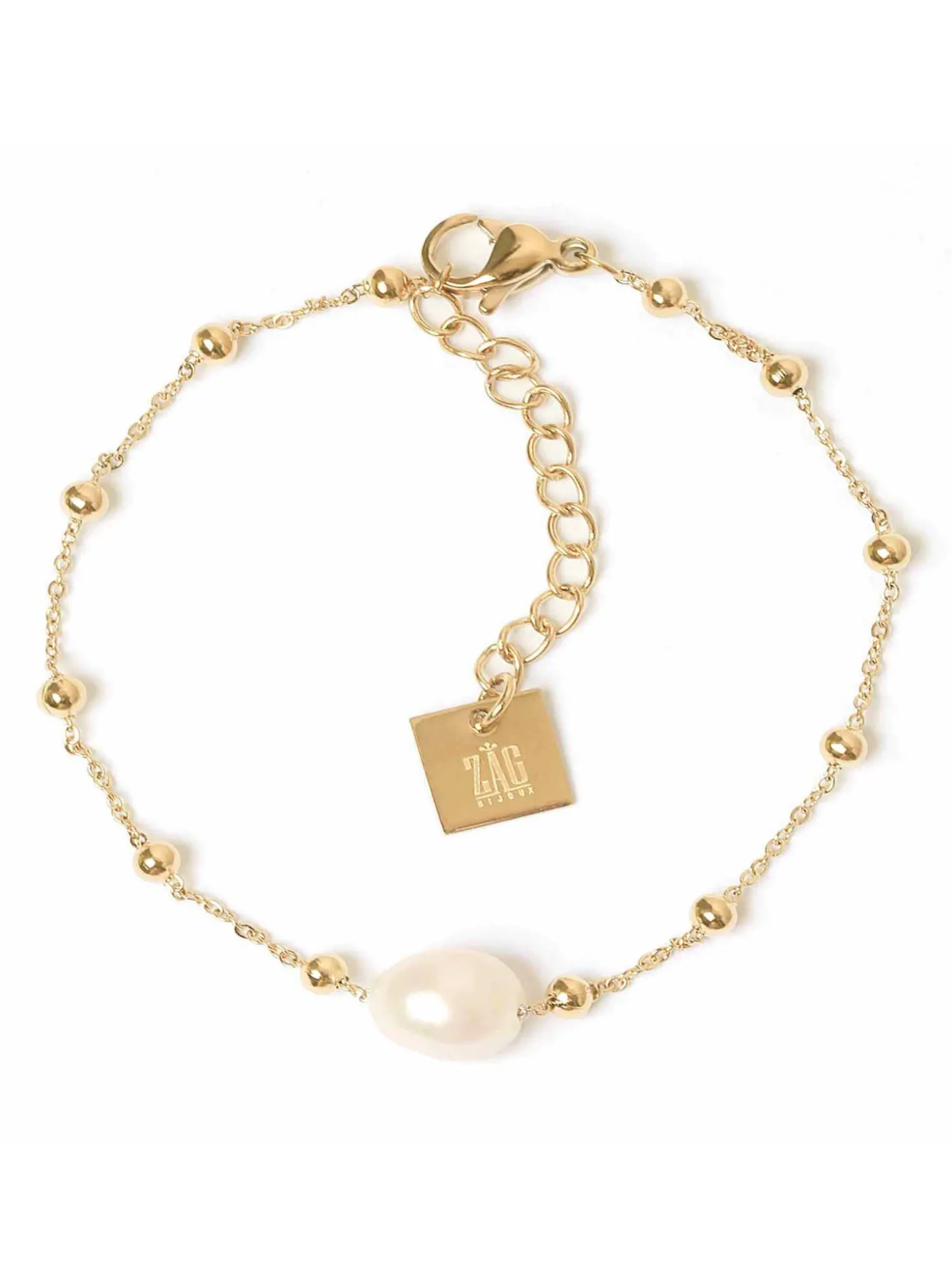Bracelet Zag Bijoux Izia acier doré perle de culture
