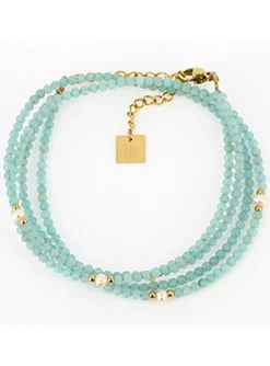 Bracelet Zag Bijoux La Natura acier doré amazonite