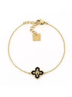 Bracelet Zag Bijoux Latini acier doré onyx oxydes