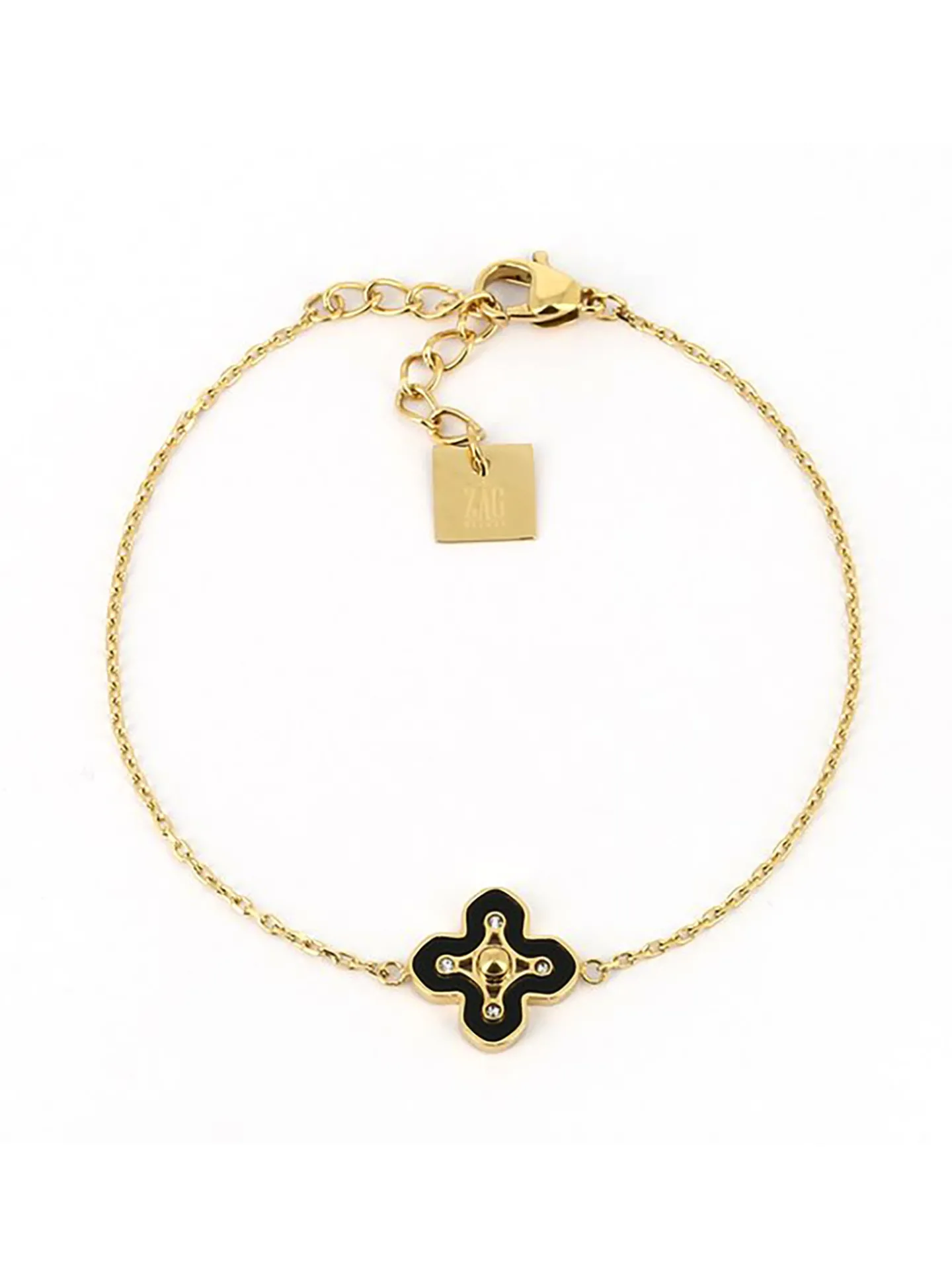 Bracelet Zag Bijoux Latini acier doré onyx oxydes