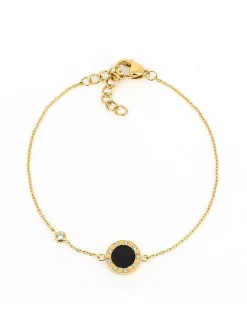 Bracelet Zag Bijoux Louise acier doré onyx oxydes