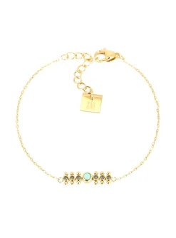 Bracelet Zag Bijoux Lova acier doré et turquoise_x005f_x000D_oxydes bleus