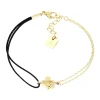 Bracelet Zag Bijoux Lyric trèfle acier doré_x005f_x000D_zirconium cordon noir
