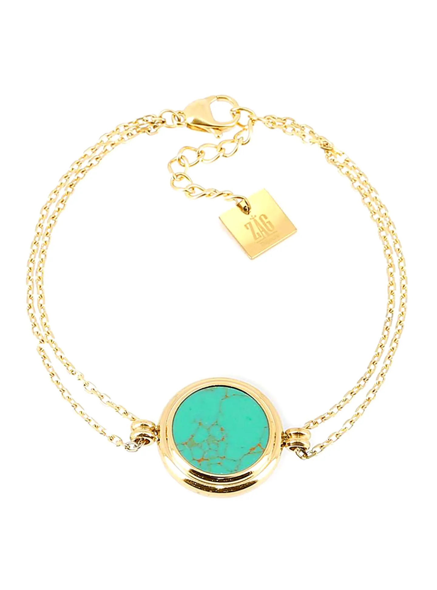 Bracelet Zag Bijoux Mathéa acier doré turquoise