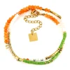Bracelet Zag Bijoux multirangs orange et vert